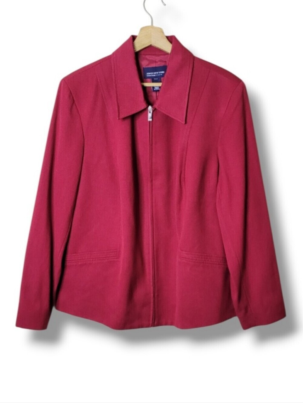 Jones New York Red Silk Blend Jacket Size Large